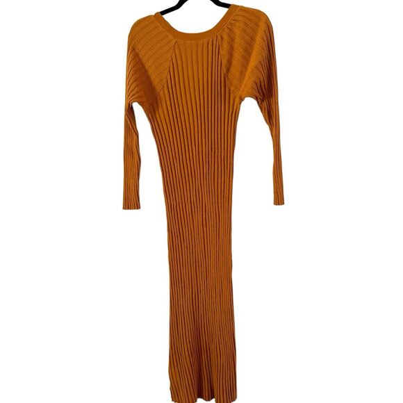 Free People Walk About Ribbed Maxi Dress Mustard Yellow XS Neutral Earthy Boho - Picture 4 of 8